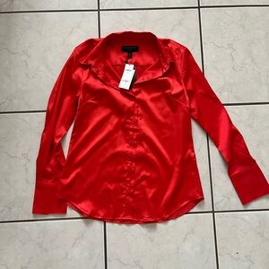 Banana Republic Red Collar Long Sleeve Shirt